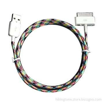 Nylon material USB cable with 30-pin connector